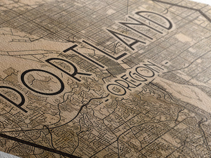 Portland Diamond Shaped Travel Poster, Custom Diamond Shaped Wall Art, City Map Canvas