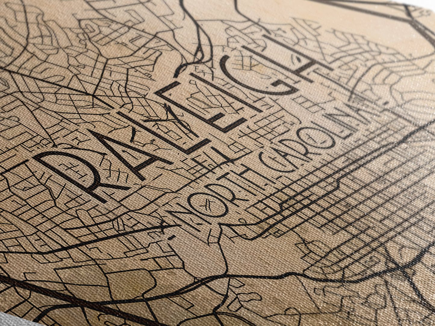 Raleigh Diamond Shaped Travel Poster, Custom Diamond Shaped Wall Art, City Map Canvas