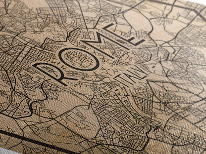 Rome - Italy Diamond Shaped Travel Poster, Custom Diamond Shaped Wall Art, City Map Canvas