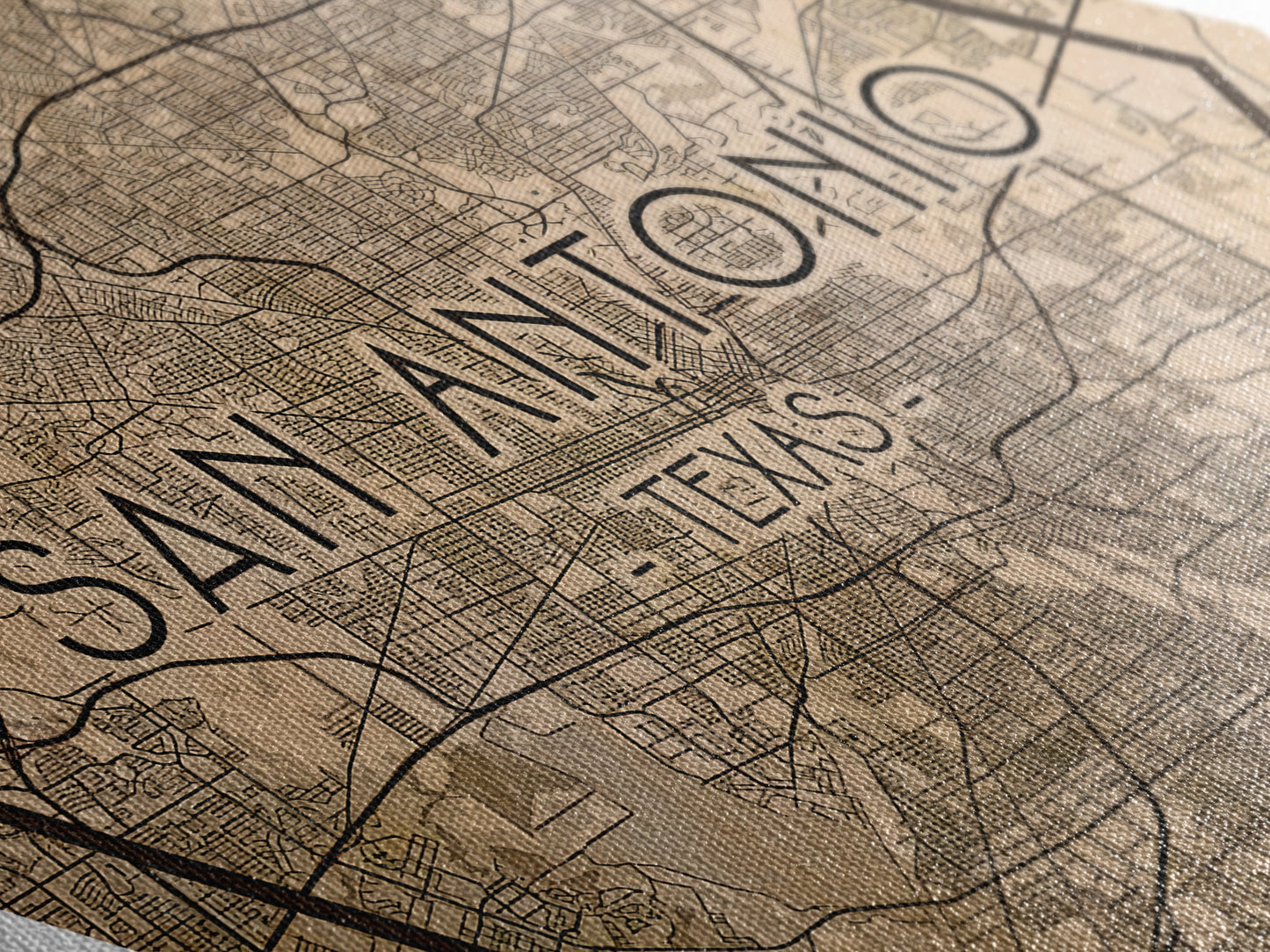 San Antonio Diamond Shaped Travel Poster, Custom Diamond Shaped Wall Art, City Map Canvas
