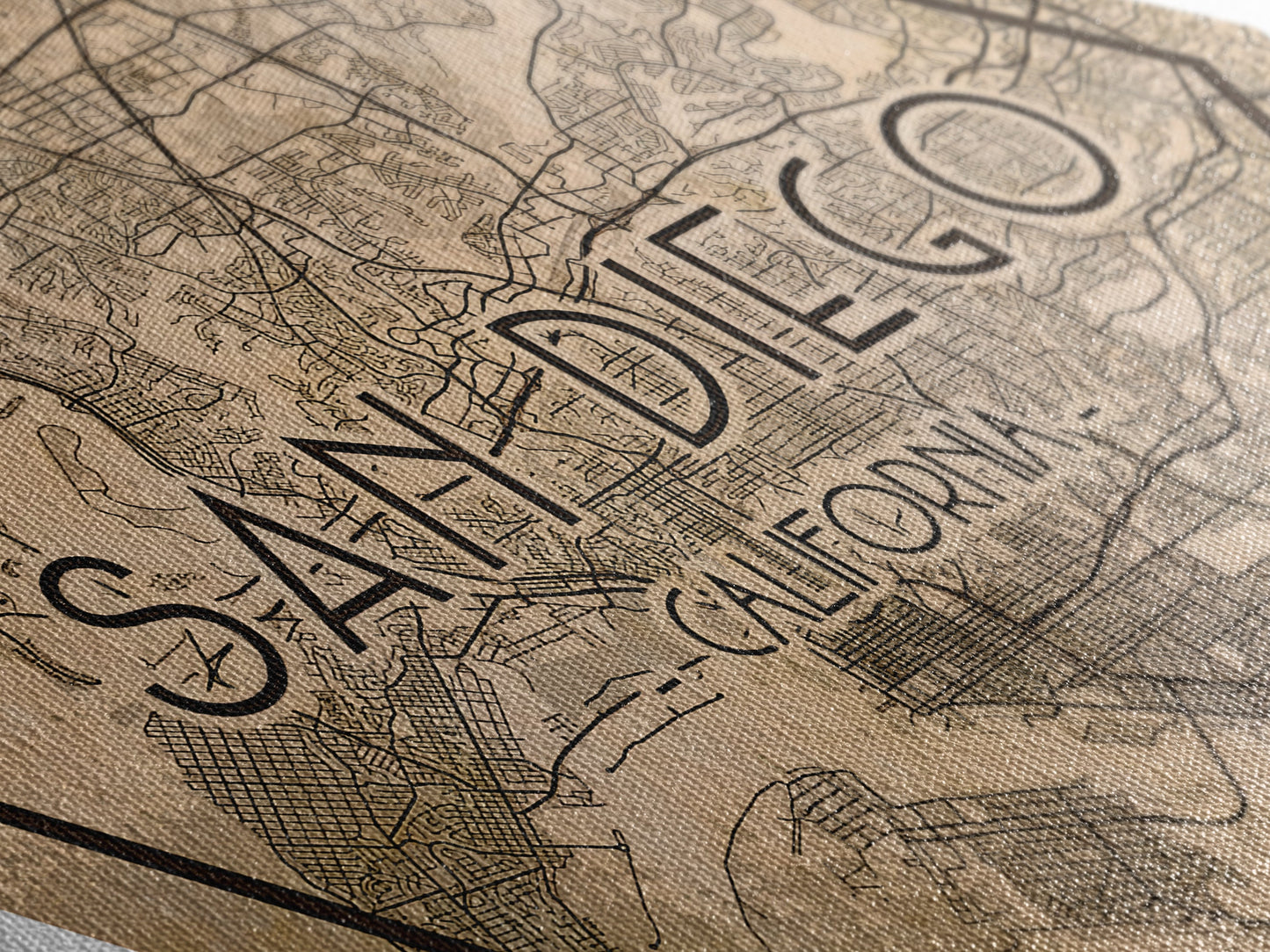 San Diego Diamond Shaped Travel Poster, Custom Diamond Shaped Wall Art, City Map Canvas