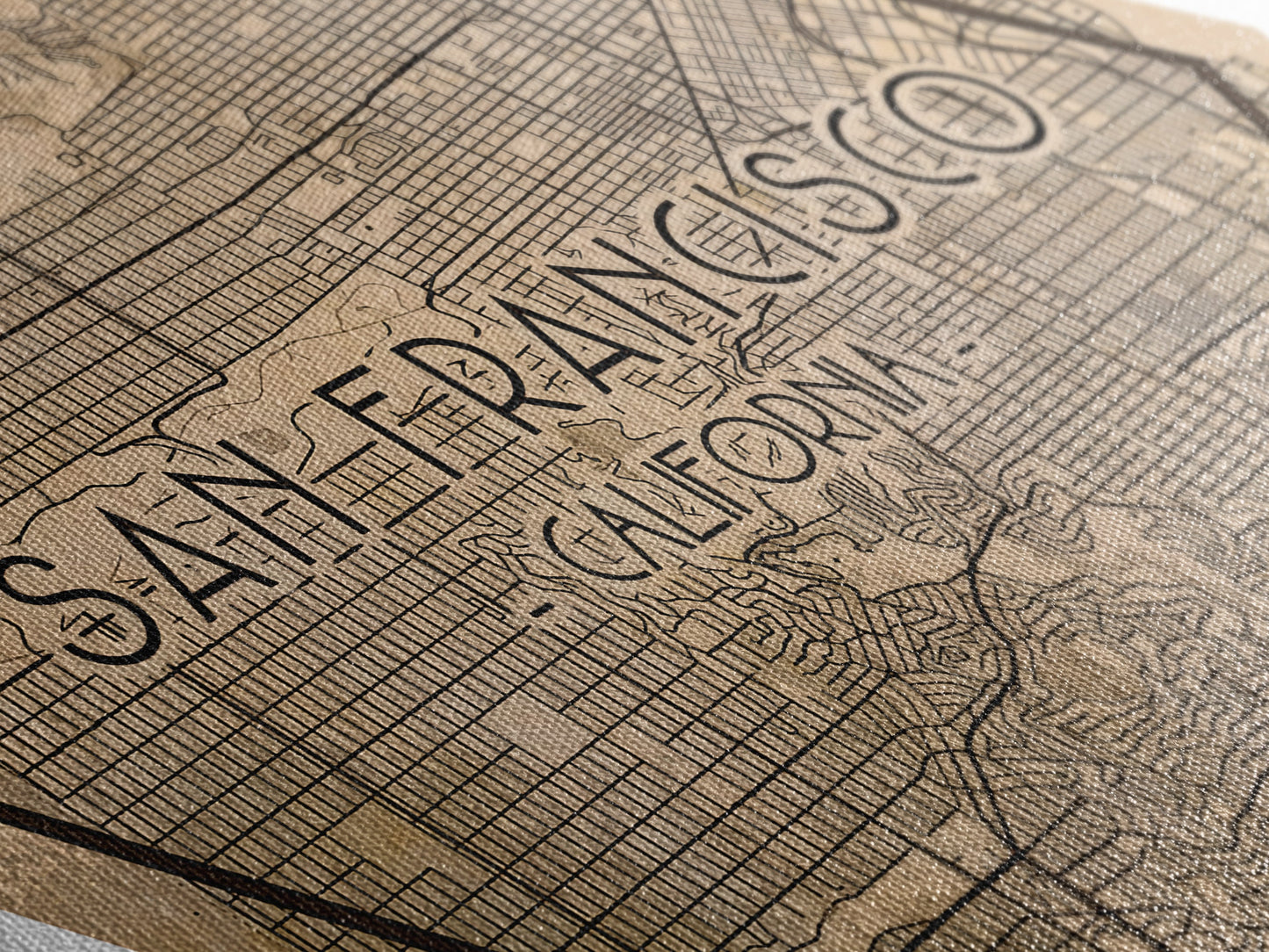 San Francisco Diamond Shaped Travel Poster, Custom Diamond Shaped Wall Art, City Map Canvas