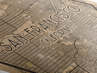 San Francisco Diamond Shaped Travel Poster, Custom Diamond Shaped Wall Art, City Map Canvas