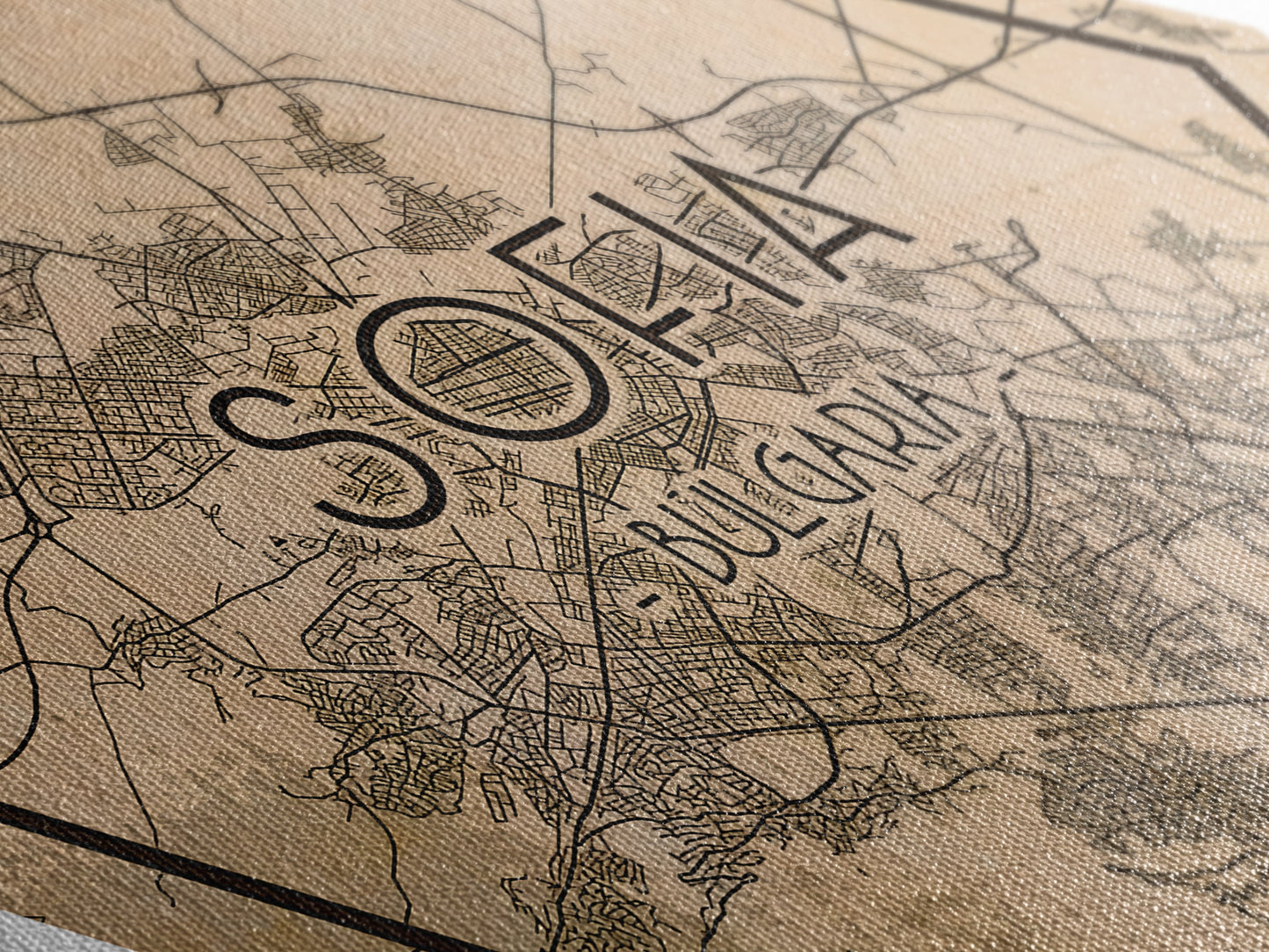 Sofia - Bulgaria Diamond Shaped Travel Poster, Custom Diamond Shaped Wall Art, City Map Canvas