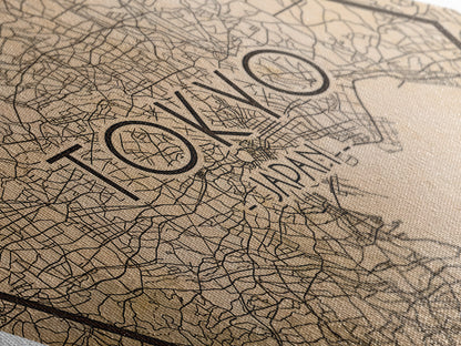 Tokyo - Japan Diamond Shaped Travel Poster, Custom Diamond Shaped Wall Art, City Map Canvas