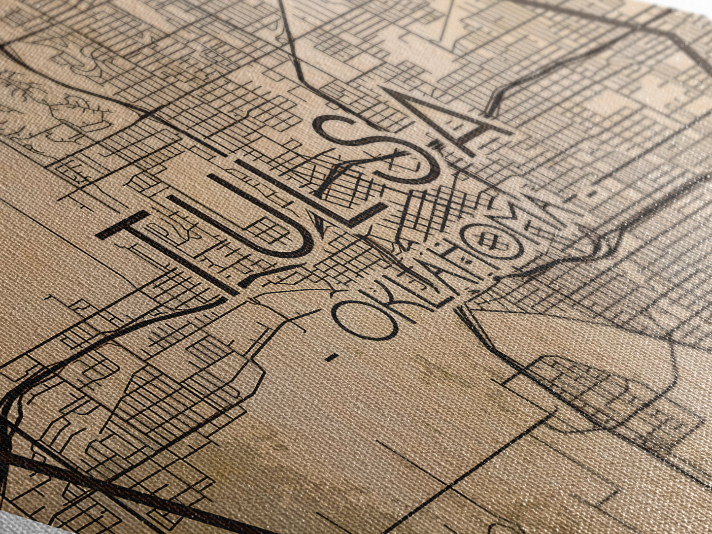 Tulsa Diamond Shaped Travel Poster, Custom Diamond Shaped Wall Art, City Map Canvas