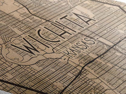 Wichita Diamond Shaped Travel Poster, Custom Diamond Shaped Wall Art, City Map Canvas