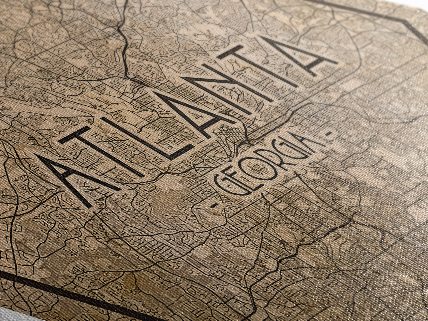 Atlanta Diamond Shaped Travel Poster, Custom Diamond Shaped Wall Art, City Map Canvas