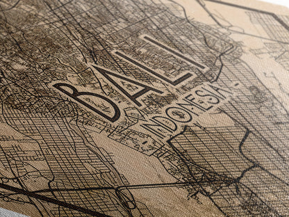 Bali - Indonesia Diamond Shaped Travel Poster, Custom Diamond Shaped Wall Art, City Map Canvas