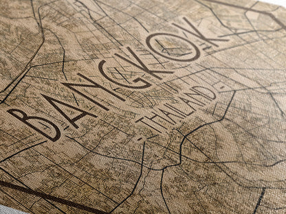 Bangkok - Thailand Diamond Shaped Travel Poster, Custom Diamond Shaped Wall Art, City Map Canvas