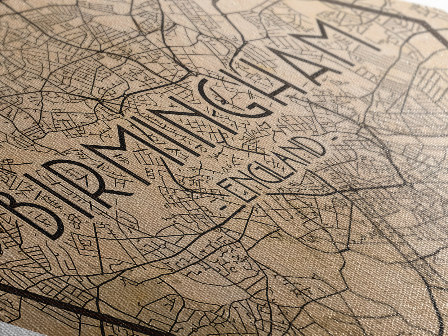 Birmingham - UK Diamond Shaped Travel Poster, Custom Diamond Shaped Wall Art, City Map Canvas