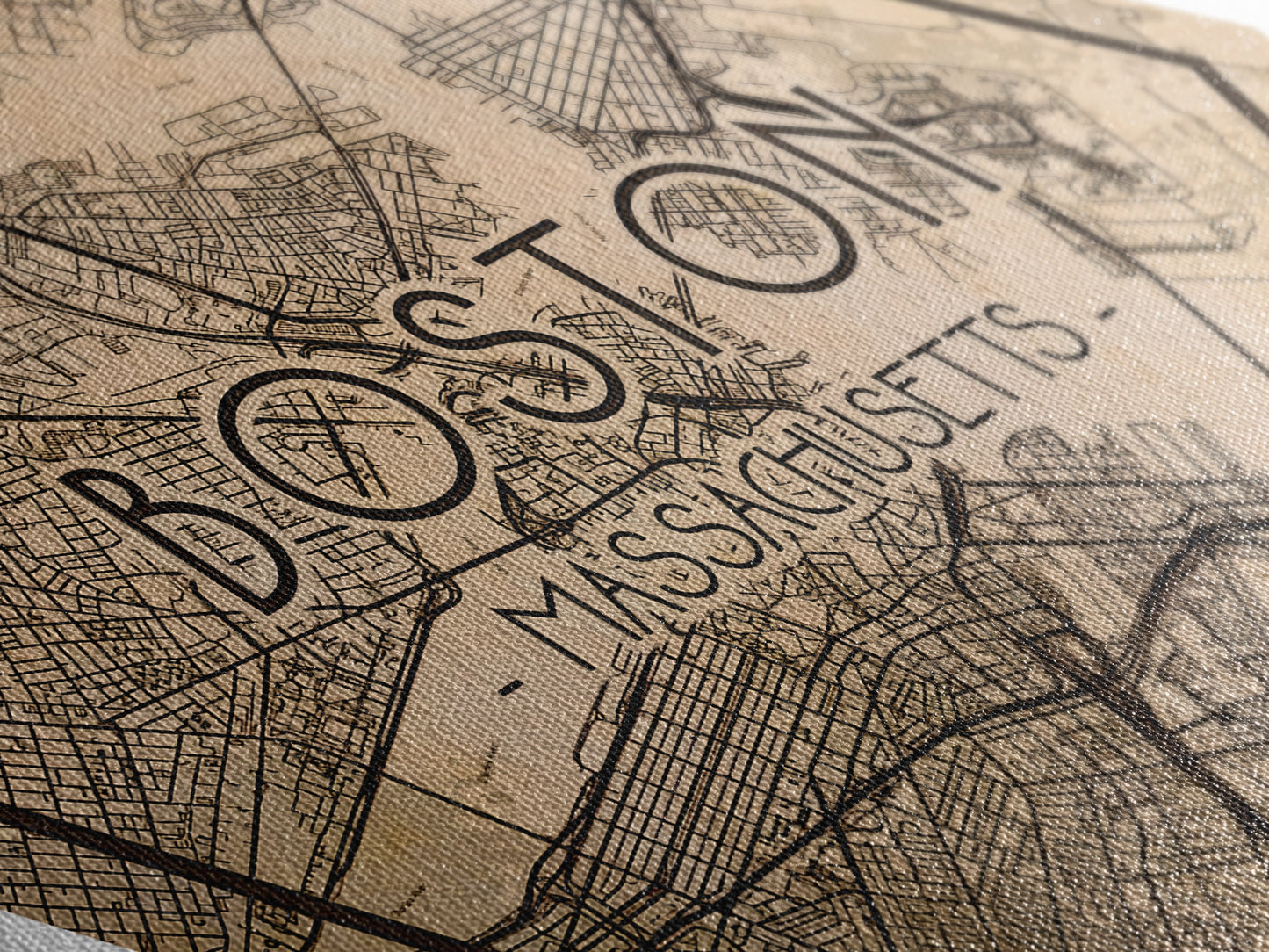 Boston Diamond Shaped Travel Poster, Custom Diamond Shaped Wall Art, City Map Canvas