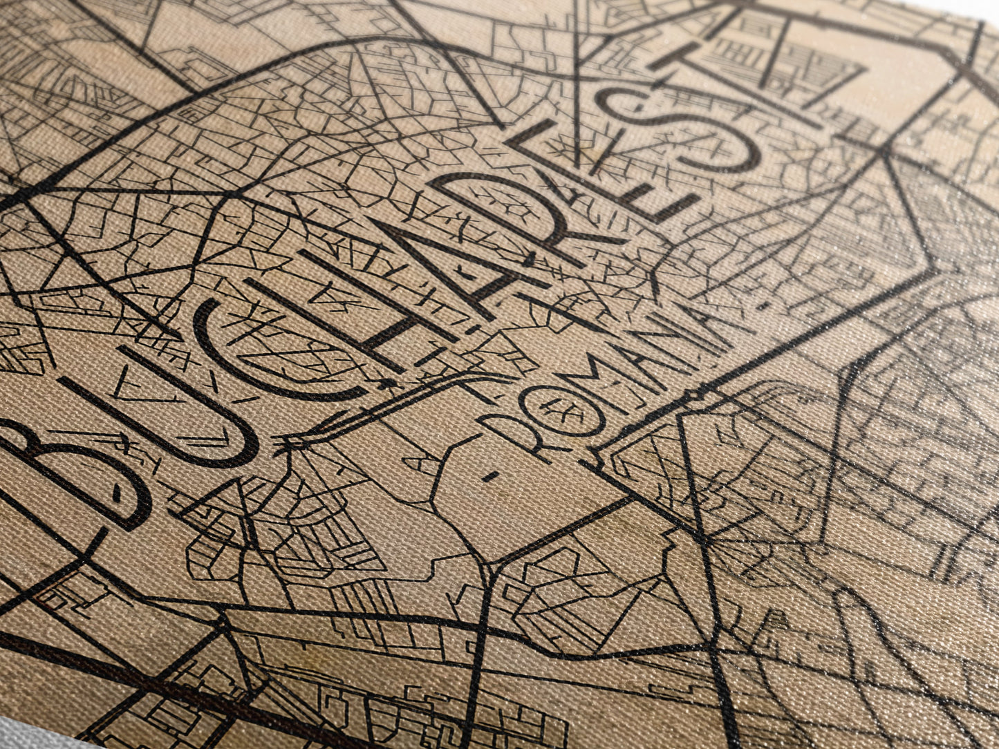 Bucharest - Romania Diamond Shaped Travel Poster, Custom Diamond Shaped Wall Art, City Map Canvas