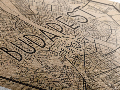 Budapest - Hungary Diamond Shaped Travel Poster, Custom Diamond Shaped Wall Art, City Map Canvas