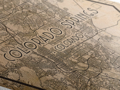 Colorado Springs Diamond Shaped Travel Poster, Custom Diamond Shaped Wall Art, City Map Canvas