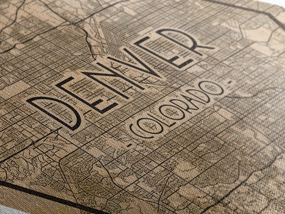 Denver Diamond Shaped Travel Poster, Custom Diamond Shaped Wall Art, City Map Canvas