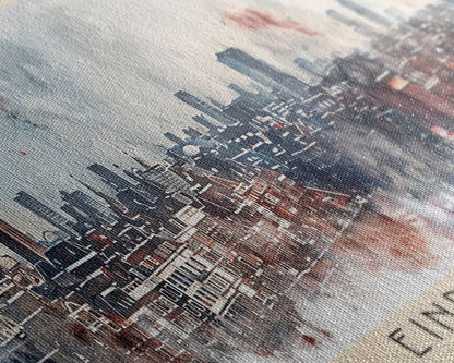 Eindhoven Netherlands Panoramic Travel Poster, Framed Canvas Print or Metal Wall Art, Travel Art, Home Decor, Panoramic Painting, Midcentury Art