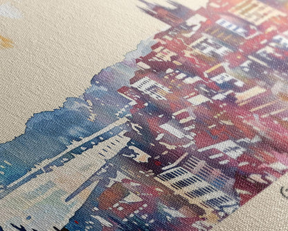 Gijón, Spanien – Kunstdruck für die Wand, Panorama-Stadtbild, Reisekunst, Wanddekoration, Urlaubsgeschenk, gerahmter Leinwanddruck oder Metallbild