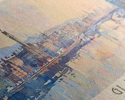 Glasgow, Vereinigtes Königreich – Reisekunst, Stadtkunst, gerahmter Leinwanddruck oder Wandbild aus Metall, Europa-Reiseposter, Panorama-Wandbild, extra breites Wandbild