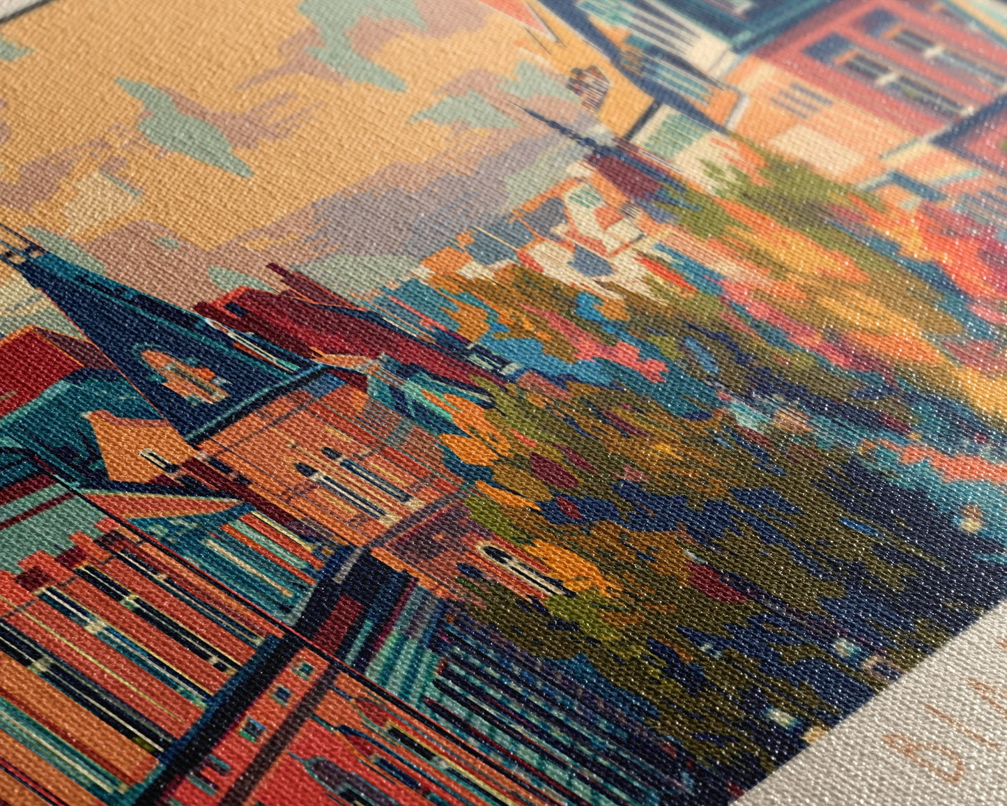 Bialystok Poland Panoramic Travel Poster, Framed Canvas Print or Metal Wall Art, Travel Art, Home Decor, Panoramic Painting, Midcentury Art