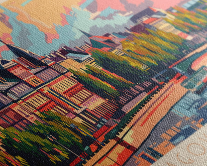 Blagoveshchensk Russia Travel Art, City Art, Framed Canvas Print or Metal Wall Art, Europe Travel Poster, Panoramic Wall Art, Extra Wide Wall Art