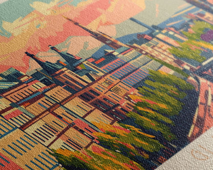 Glasgow, Vereinigtes Königreich – Reisekunst, Stadtkunst, gerahmter Leinwanddruck oder Wandbild aus Metall, Europa-Reiseposter, Panorama-Wandbild, extra breites Wandbild