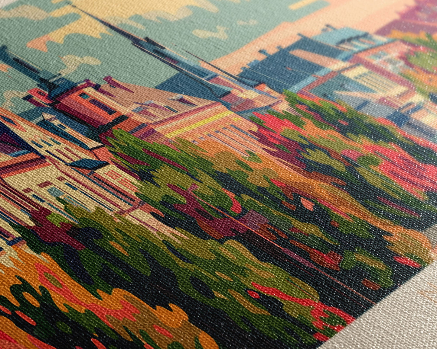 Narva, Estland – Panorama-Reiseposter, gerahmter Leinwanddruck oder Wandbild aus Metall, Reisekunst, Wohndekoration, Panoramagemälde, Kunst der Mitte des 20. Jahrhunderts