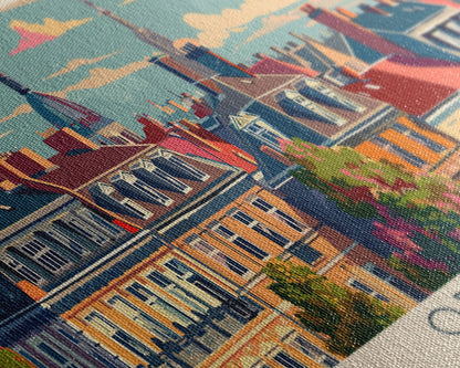 Odense, Dänemark – Wandbild, Panorama-Reiseposter, gerahmter Panorama-Leinwanddruck, Stadtbild, Wanddekoration, Reisekunst