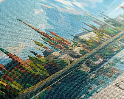 Engels Russia Panoramic Travel Poster, Framed Canvas Print or Metal Wall Art, Travel Art, Home Decor, Panoramic Painting, Midcentury Art