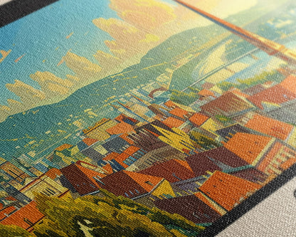 Gyor Hungary Wall Art, Panoramic Travel Poster, Panoramic Framed Canvas Print, City Wall Art, Wall Hanging Home Decor, Travel Art