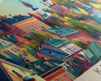 Kaluga Russia Panoramic Travel Poster, Framed Canvas Print or Metal Wall Art, Travel Art, Home Decor, Panoramic Painting, Midcentury Art