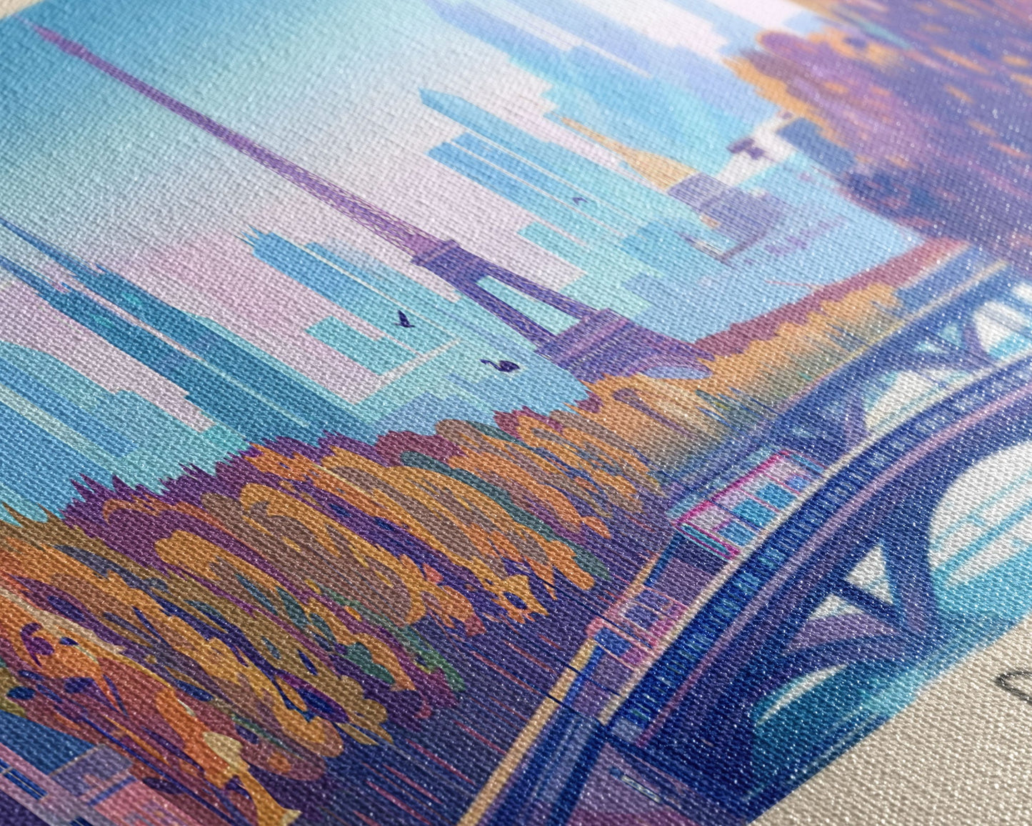 Paris France Panoramic Travel Poster, Framed Canvas Print or Metal Wall Art, Travel Art, Home Decor, Panoramic Painting, Midcentury Art