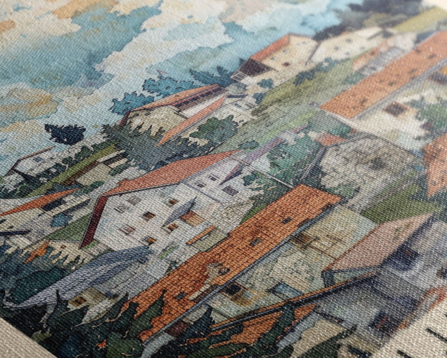 Bijeljina Bosnia and Herzegovina Travel Poster Framed Canvas Print, Watercolor Art, Home Decor, Wall Art, Travel Print