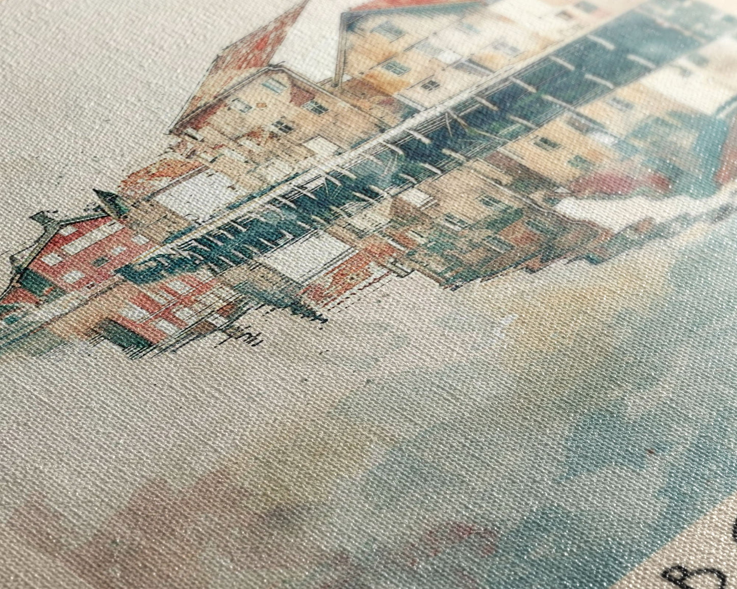 Borås Sweden Travel Poster Framed Canvas Print, Wall Art, Home Decor, Travel Print, Coastal Scene, Minimalist Art, Original Art