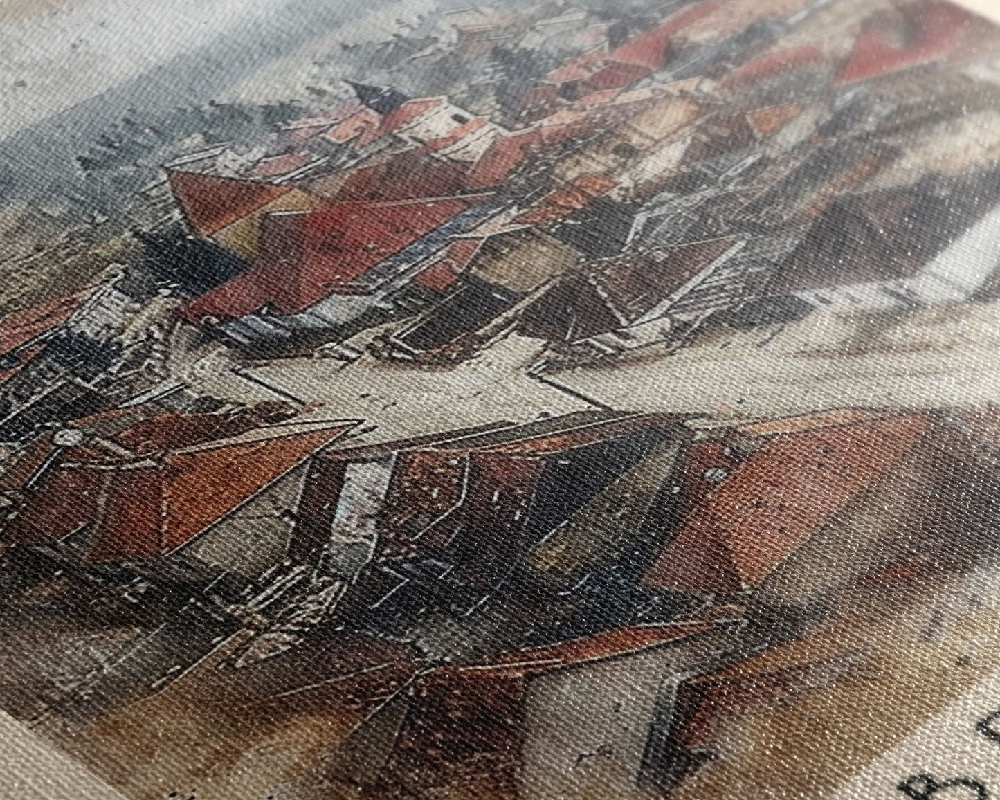 Brăila Romania Travel Poster Framed Canvas Print, Cityscape Art, Wall Decor, Travel Print, Watercolor Painting, Rustic Scene Art