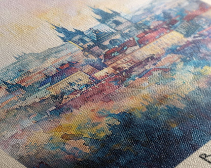 Brno Czech Republic Travel Poster Framed Canvas Print, Cityscape Art, Wall Decor, Travel Print, Watercolor Painting, Boho Style Art