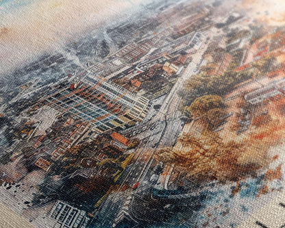 Luton United Kingdom Travel Poster Framed Canvas Print, Vibrant Cityscape, Urban Art, Wall Decor, Interior Design, Travel Print, Unique Art