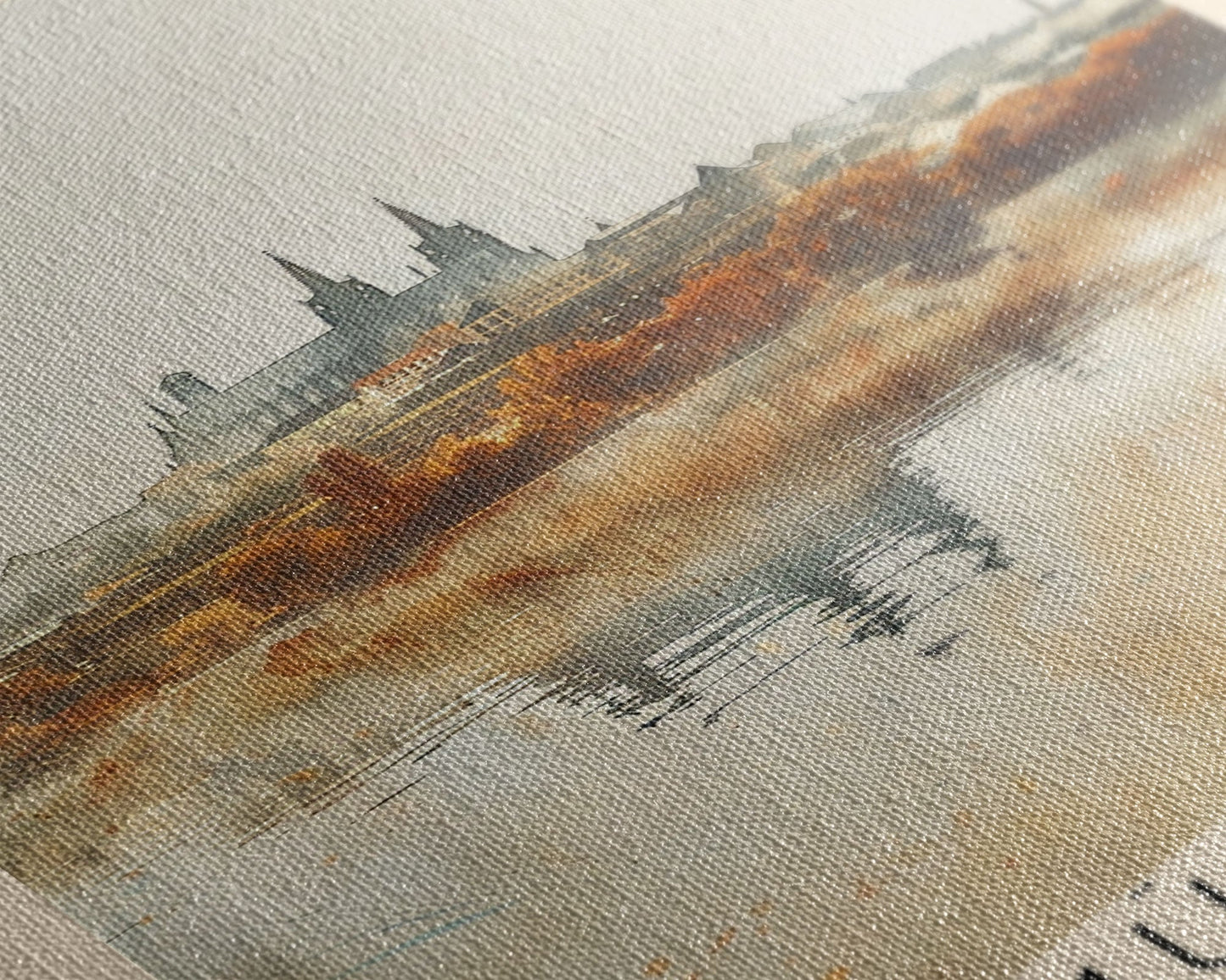 Münster Germany Travel Poster Framed Canvas Print, Historic Architecture, Watercolor Painting, Wall Art, Interior Design, Travel Print, Unique Art