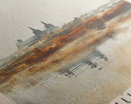 Münster Germany Travel Poster Framed Canvas Print, Historic Architecture, Watercolor Painting, Wall Art, Interior Design, Travel Print, Unique Art