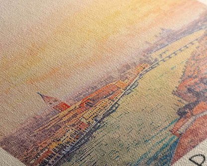 Padua Italy Travel Poster Framed Canvas Print, Watercolor Painting, Scenic Wall Art, Home Decor, Italian Cityscape, Modern Art