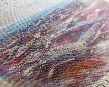 Piteti Romania Travel Poster Framed Canvas Print, Watercolor Painting, Scenic Wall Art, Home Decor, Romanian Cityscape, Classic Art