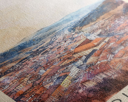 Prievidza Slovakia Travel Poster Framed Canvas Print, Watercolor Painting, Scenic Wall Art, Home Decor, Slovakian Landscape, Modern Art