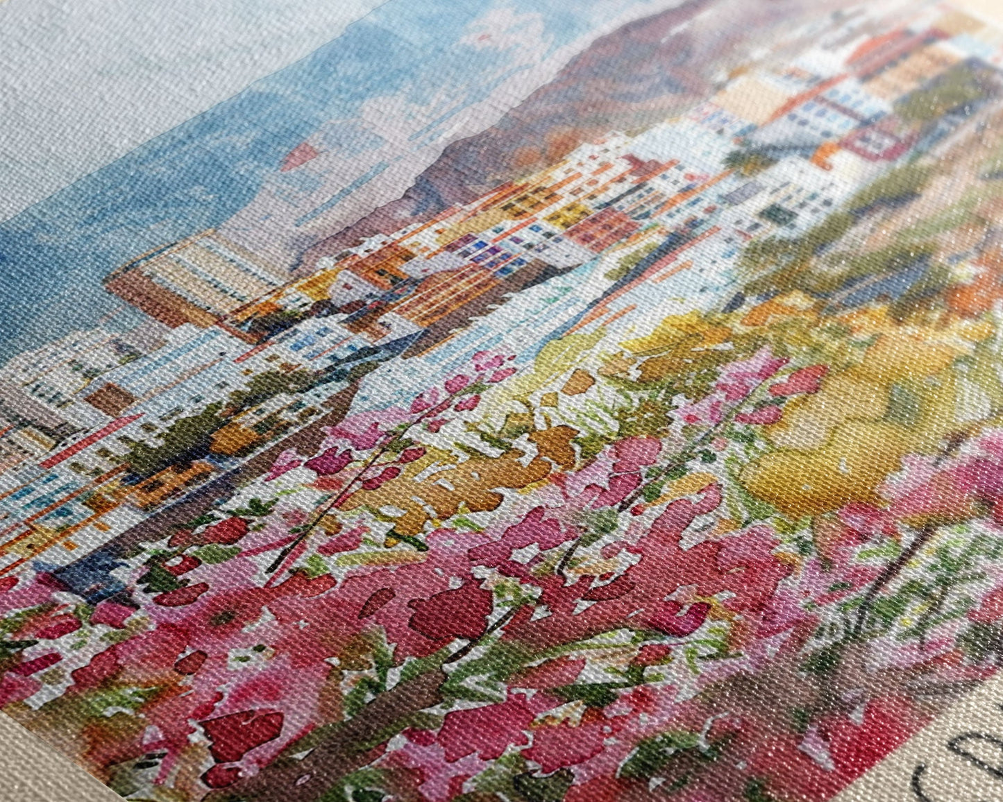 Santa Cruz de Tenerife Spain Travel Poster Framed Canvas Print, Watercolor Painting, Scenic Wall Art, Home Decor, Spanish Landscape, Modern Art