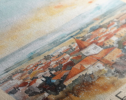 Smederevo Serbia Travel Poster Framed Canvas Print, Watercolor Painting, Scenic Wall Art, Home Decor, Serbian Cityscape, Modern Art