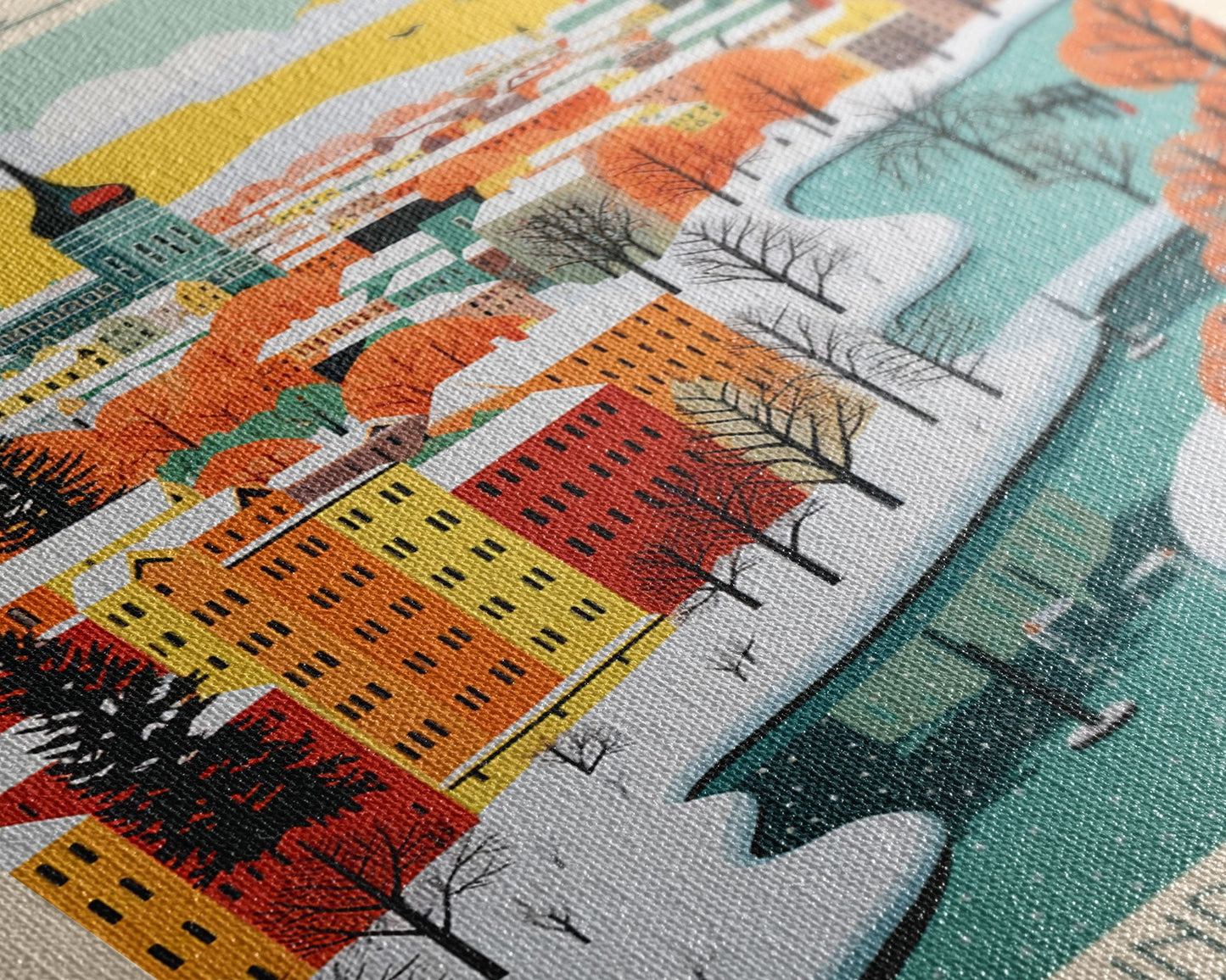 Arkhangelsk Russia Travel Poster Framed Canvas Print, Midcentury Modern Art, Pop Art Wall Decor, Home Decor, Vacation Gift, Living Room Art