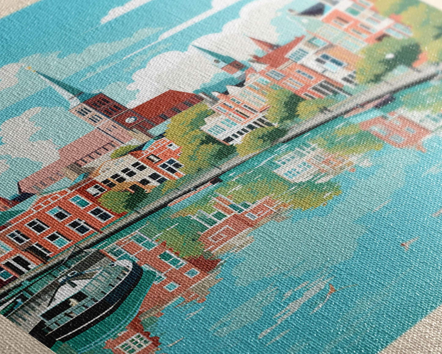 Arnhem Netherlands Travel Poster Framed Canvas Print, Midcentury Modern Art, Pop Art Wall Decor, Home Decor, Vacation Gift, Living Room Art