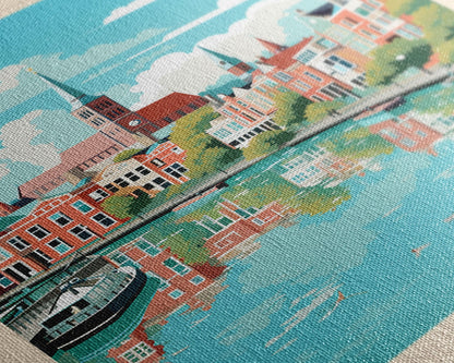 Arnhem Netherlands Travel Poster Framed Canvas Print, Midcentury Modern Art, Pop Art Wall Decor, Home Decor, Vacation Gift, Living Room Art