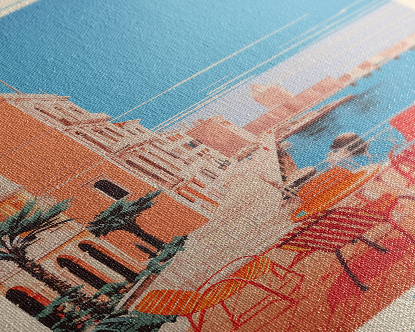 Bari Italy Travel Poster Framed Canvas Print, Midcentury Modern Art, Pop Art Wall Decor, Home Decor, Vacation Gift, Living Room Art