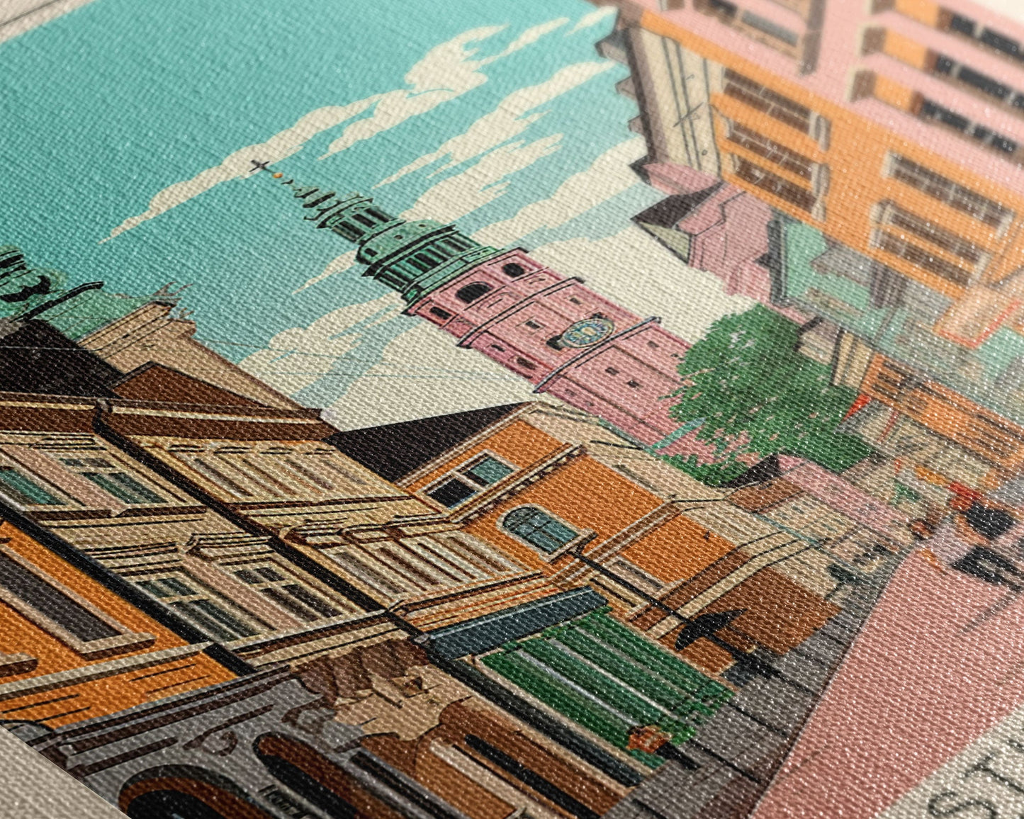 Bydgoszcz Poland Travel Poster Framed Canvas Print, Midcentury Modern Art, Pop Art Wall Decor, Home Decor, Vacation Gift, Living Room Art