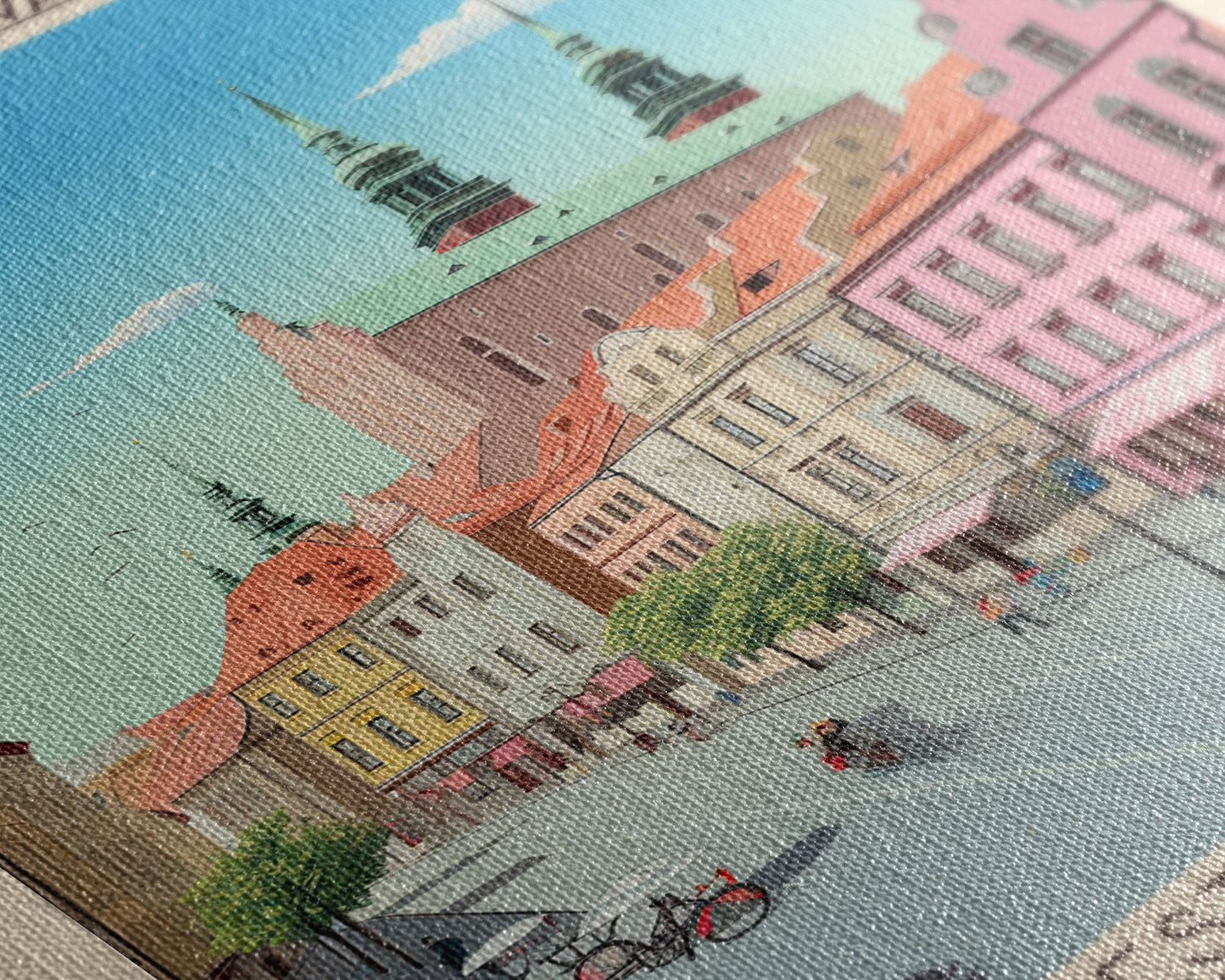 Częstochowa Poland Travel Poster Framed Canvas Print, Midcentury Modern Art, Pop Art Wall Decor, Home Decor, Vacation Gift, Living Room Art